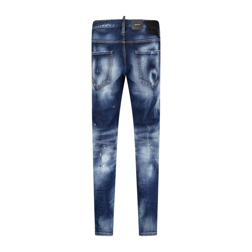 DSquared2 'Skater' Leather Logo Jeans Blue - Boinclo ltd - Outlet Sale Under Retail