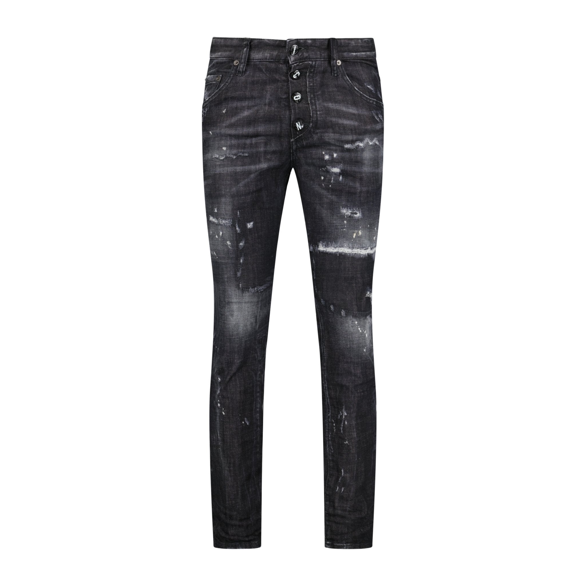 DSquared2 'Skater' Leather Patch Slim Fit Jeans Black