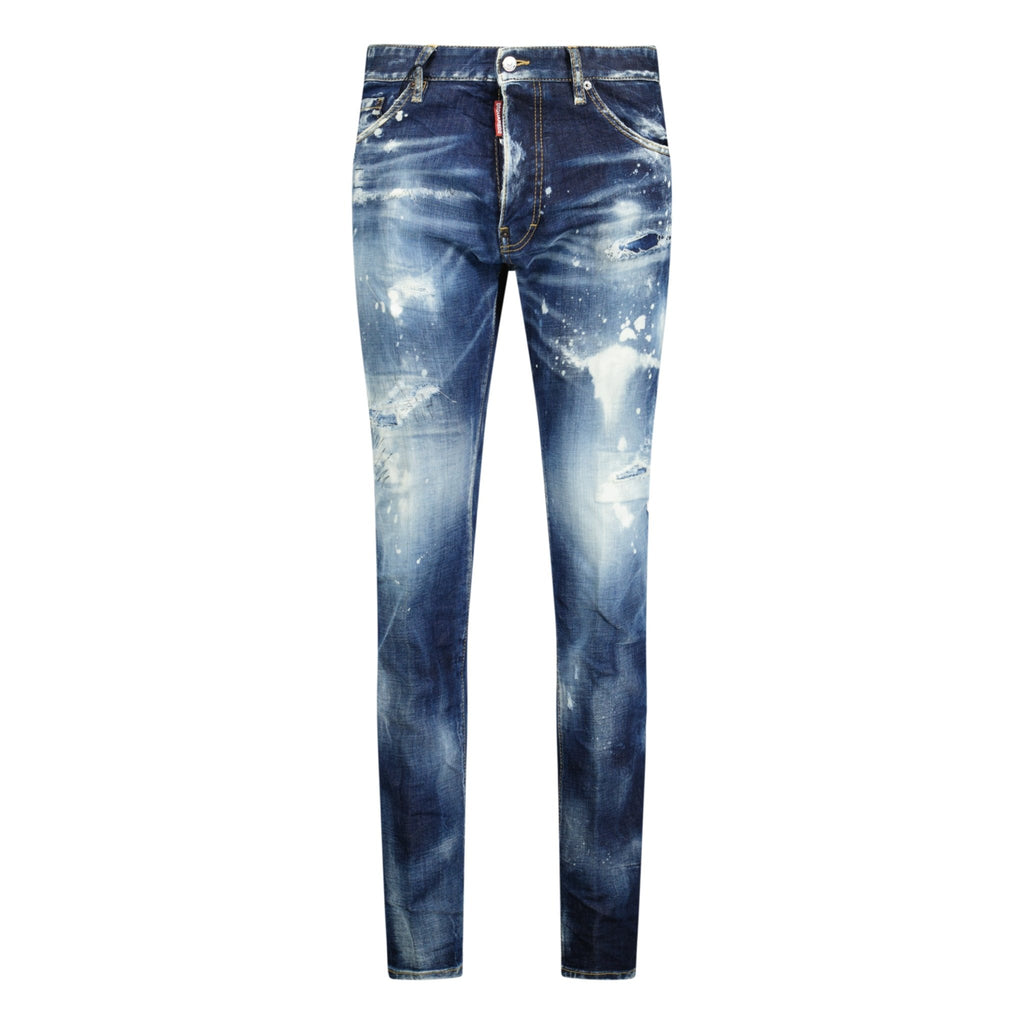 DSquared2 'Skinny Dan Jean' 'Ciao Bella' Paint Splatter Jeans Blue - Boinclo ltd - Outlet Sale Under Retail