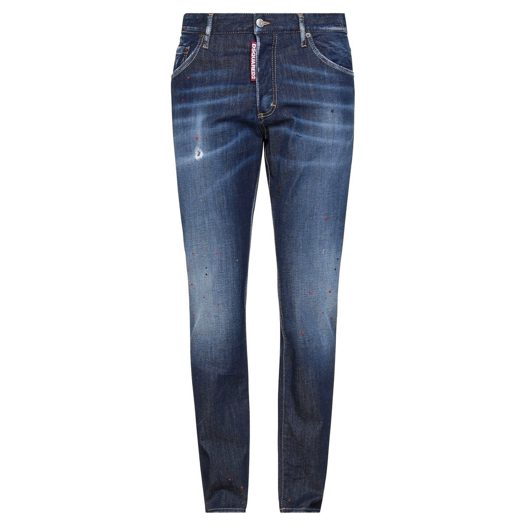 DSquared2 'Skinny Dan' Paint Splatter Jeans Dark Blue - Boinclo ltd - Outlet Sale Under Retail