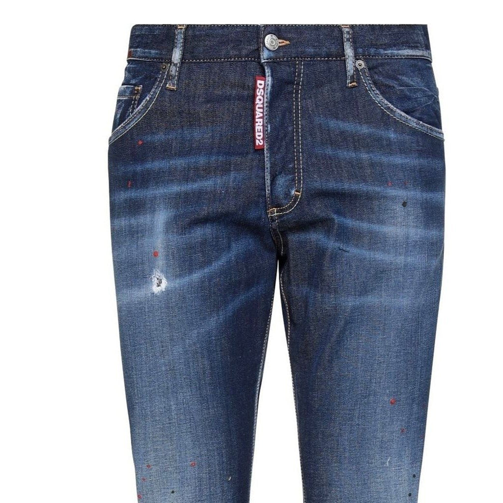 DSquared2 'Skinny Dan' Paint Splatter Jeans Dark Blue - Boinclo ltd - Outlet Sale Under Retail