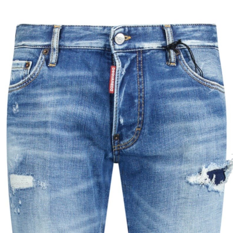DSquared2 'Slim Jean' DSQ2 Patch Jeans Blue - Boinclo ltd - Outlet Sale Under Retail