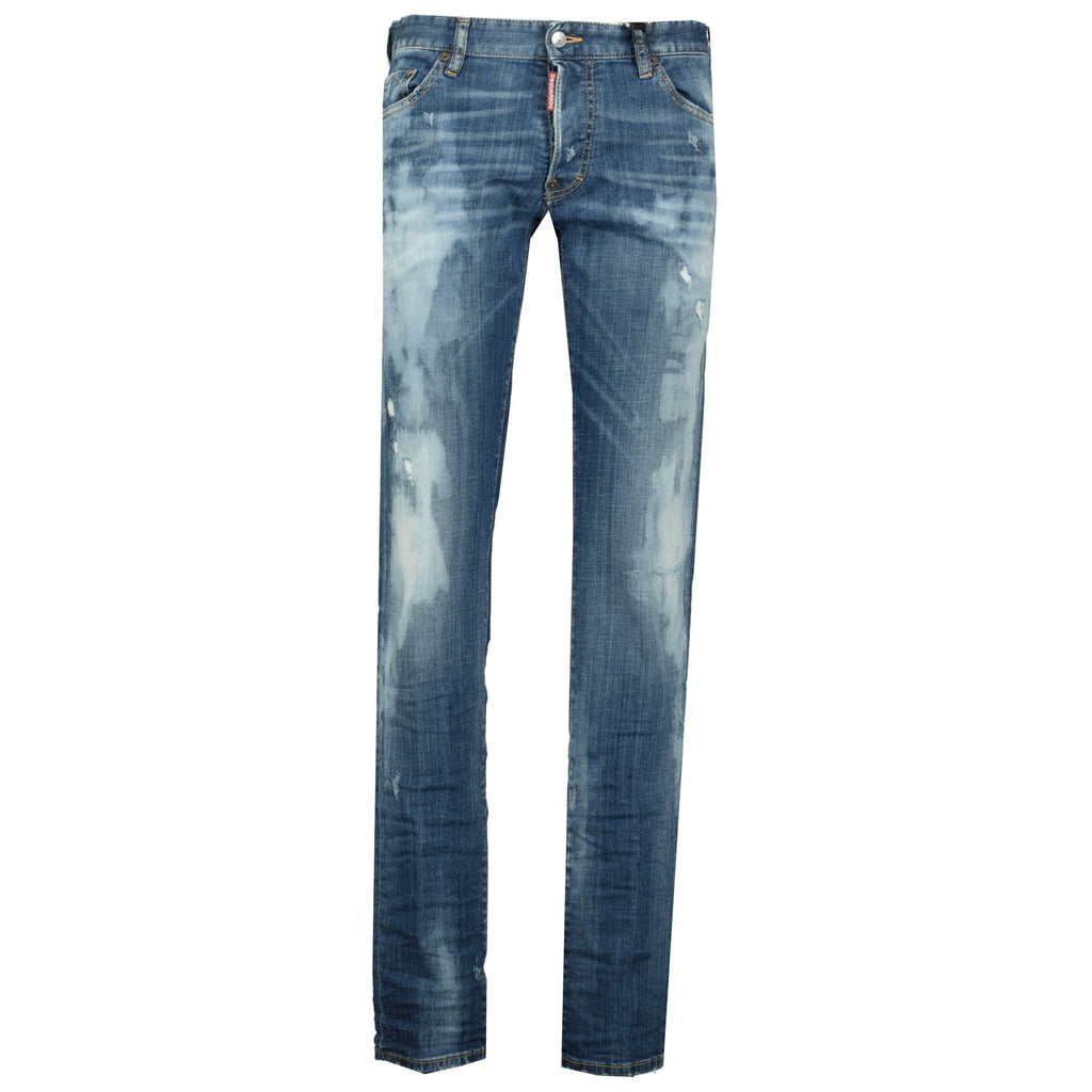 DSquared2 'Slim' Jeans Distressed Stitch Blue - Boinclo ltd - Outlet Sale Under Retail