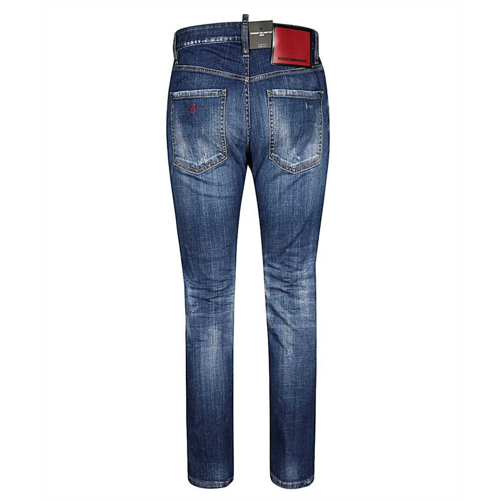 DSquared2 'Straight Leg' Distressed Stitch Jeans Blue - Boinclo ltd - Outlet Sale Under Retail