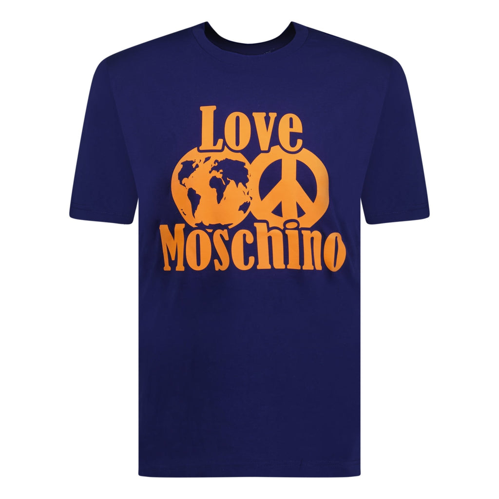 Love Moschino Globe Logo T-Shirt Navy - Boinclo ltd - Outlet Sale Under Retail
