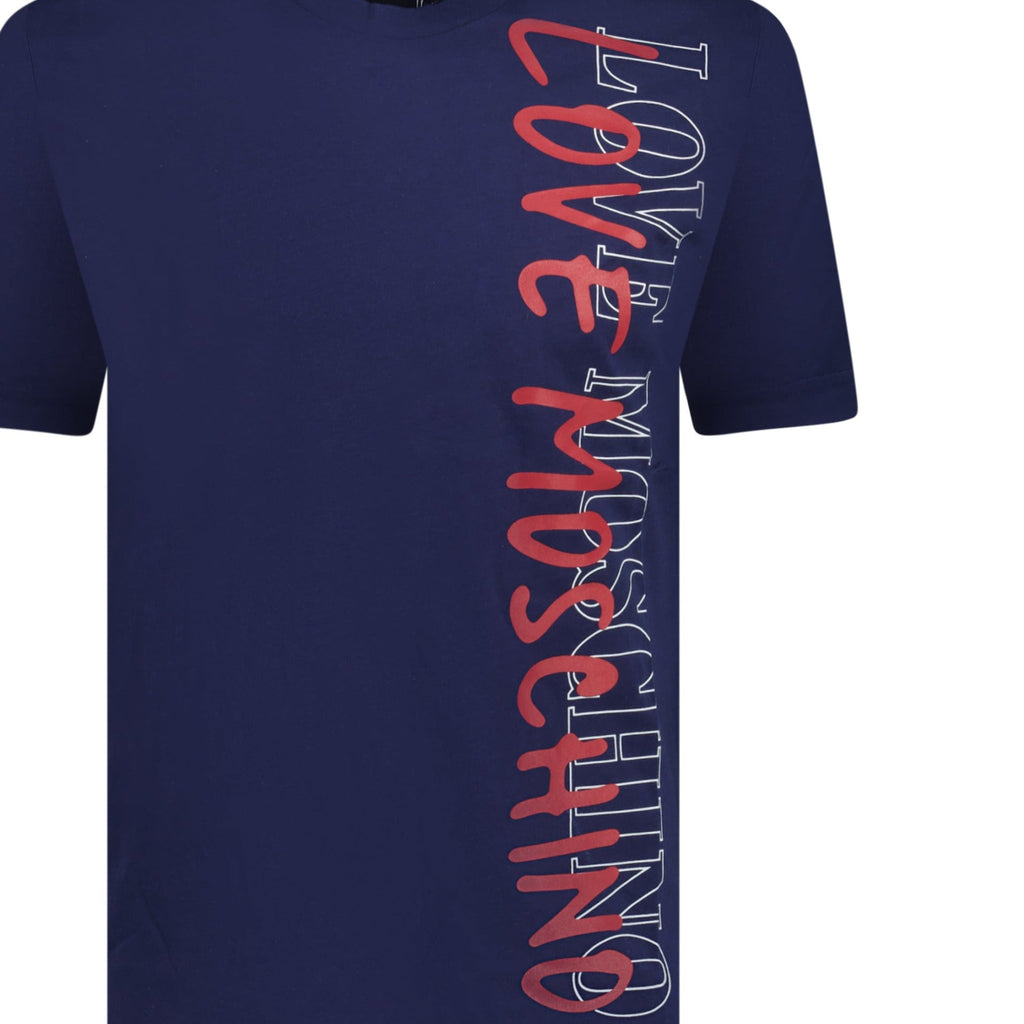 Love Moschino Writing Logo T-Shirt Navy - Boinclo ltd - Outlet Sale Under Retail