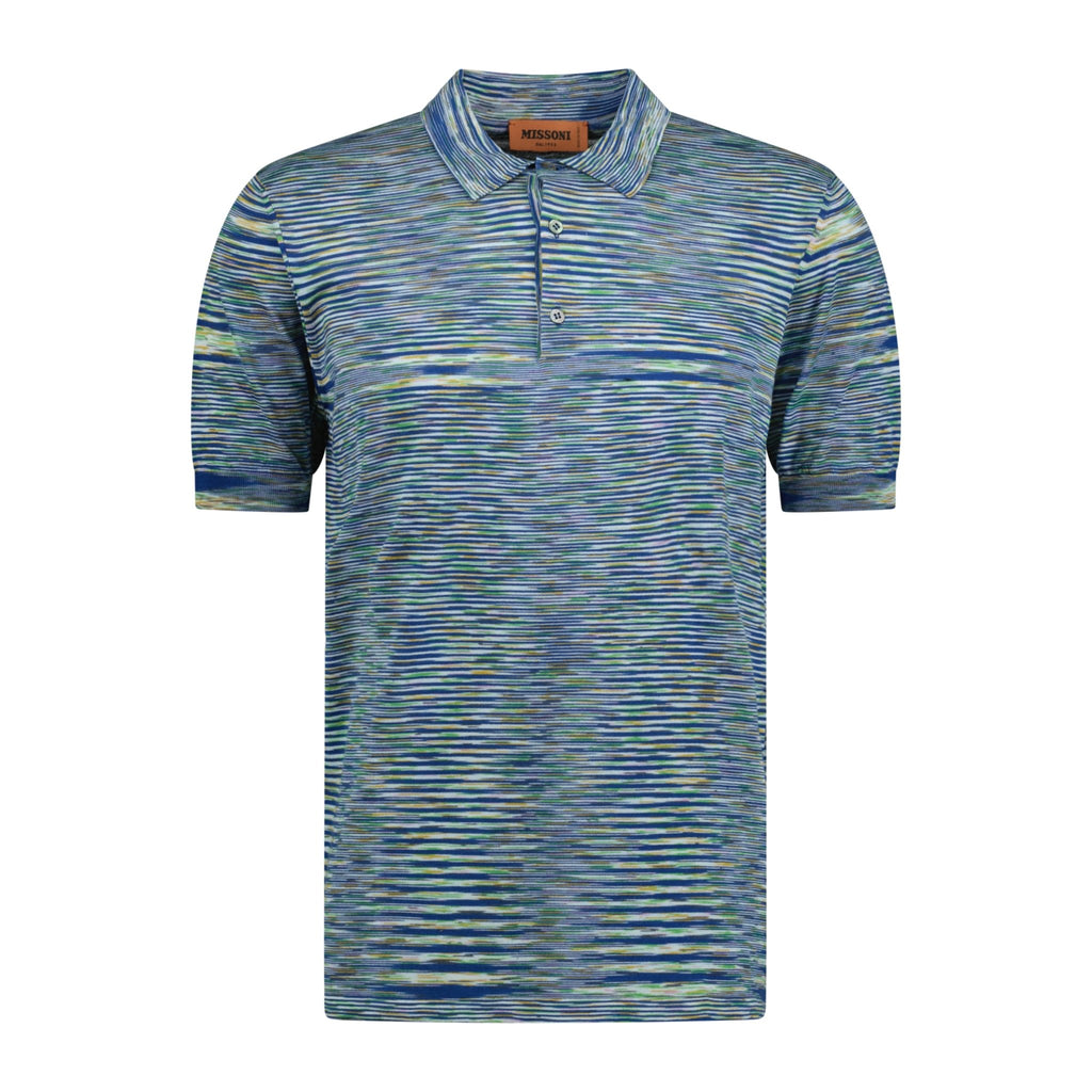 Missoni 3 Button Up Short Sleeve Polo Shirt Mixed Blue - Boinclo ltd - Outlet Sale Under Retail