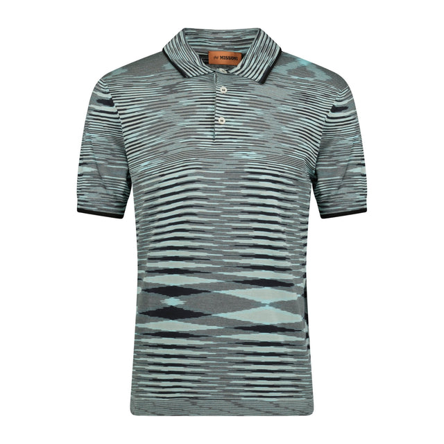 Missoni 3 Button Up Short Sleeve Polo Shirt Mixed Light Blue - Boinclo ltd - Outlet Sale Under Retail