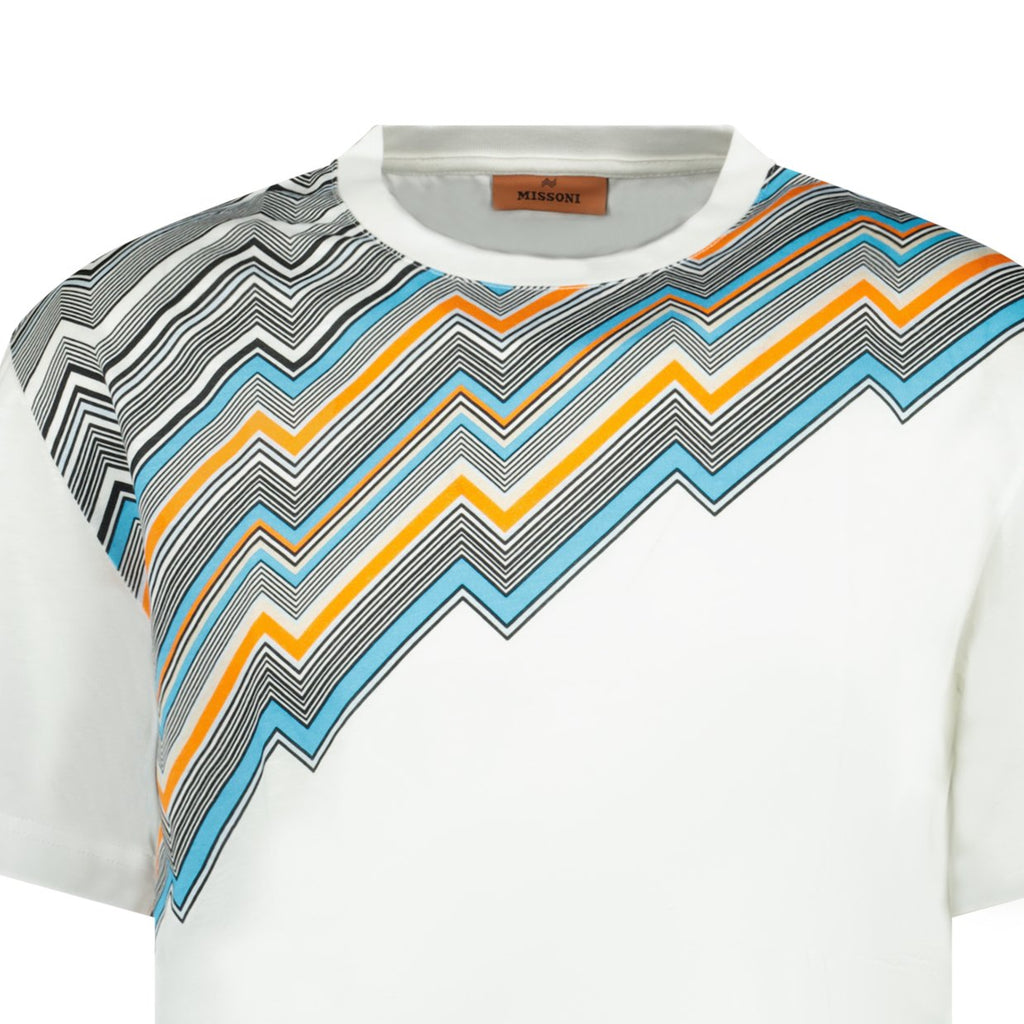 Missoni Neck Zig Zag Logo T-Shirt White - Boinclo ltd - Outlet Sale Under Retail