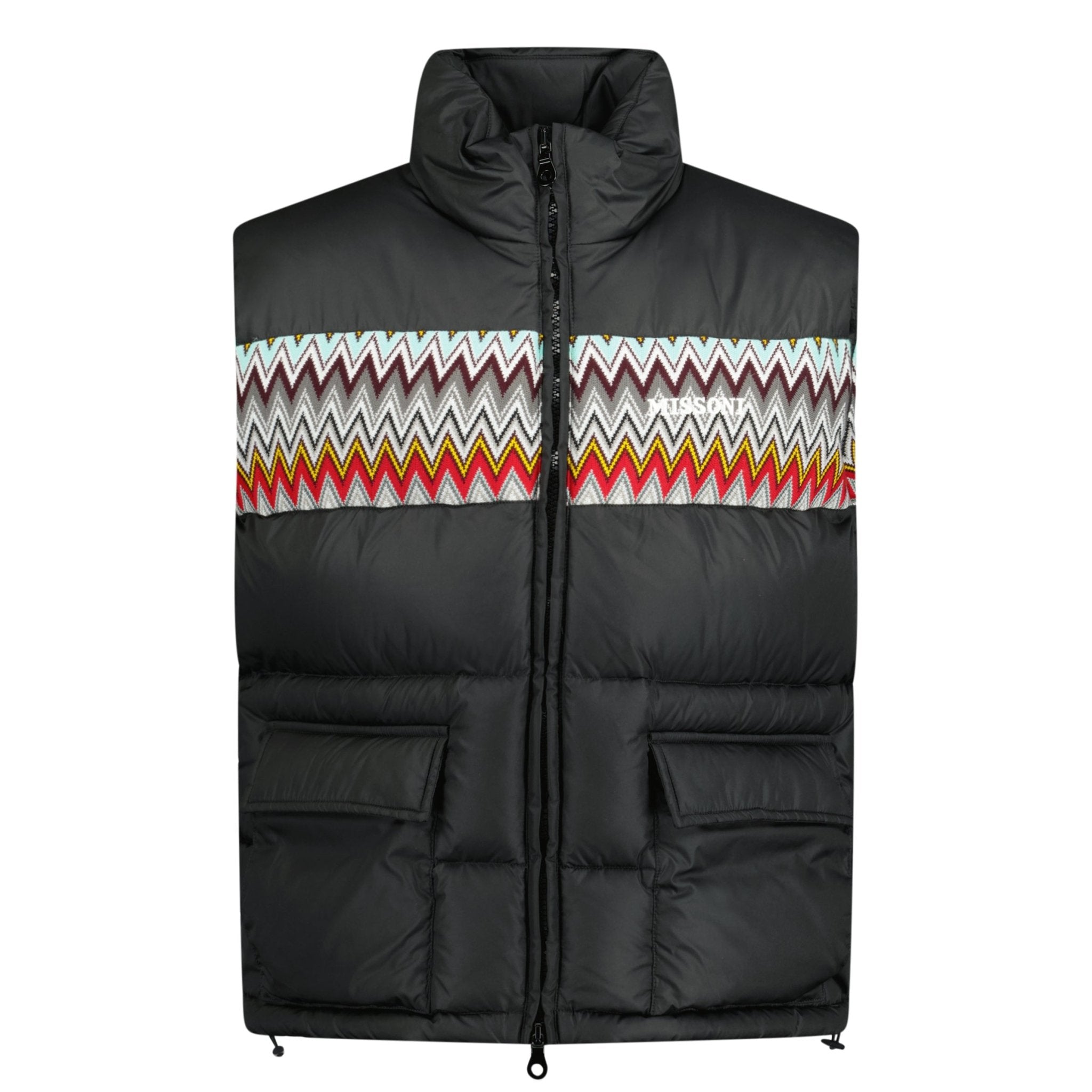 Missoni Padded Down Gilet with Mixed Pattern Black