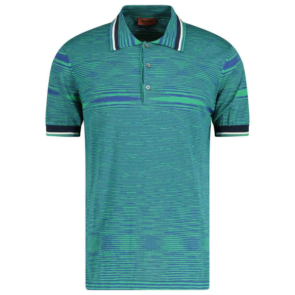 Missoni Short Sleeve Knitted Collar Neck Polo T-Shirt Teal - Boinclo ltd - Outlet Sale Under Retail