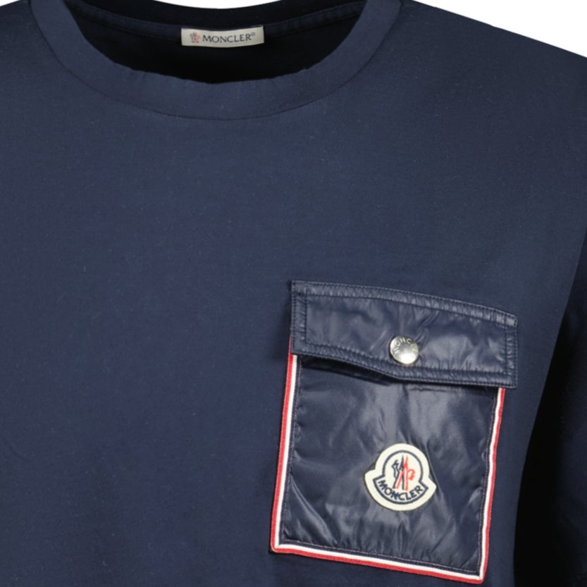 Moncler Logo Nylon Pocket T-Shirt Navy - Boinclo ltd - Outlet Sale Under Retail