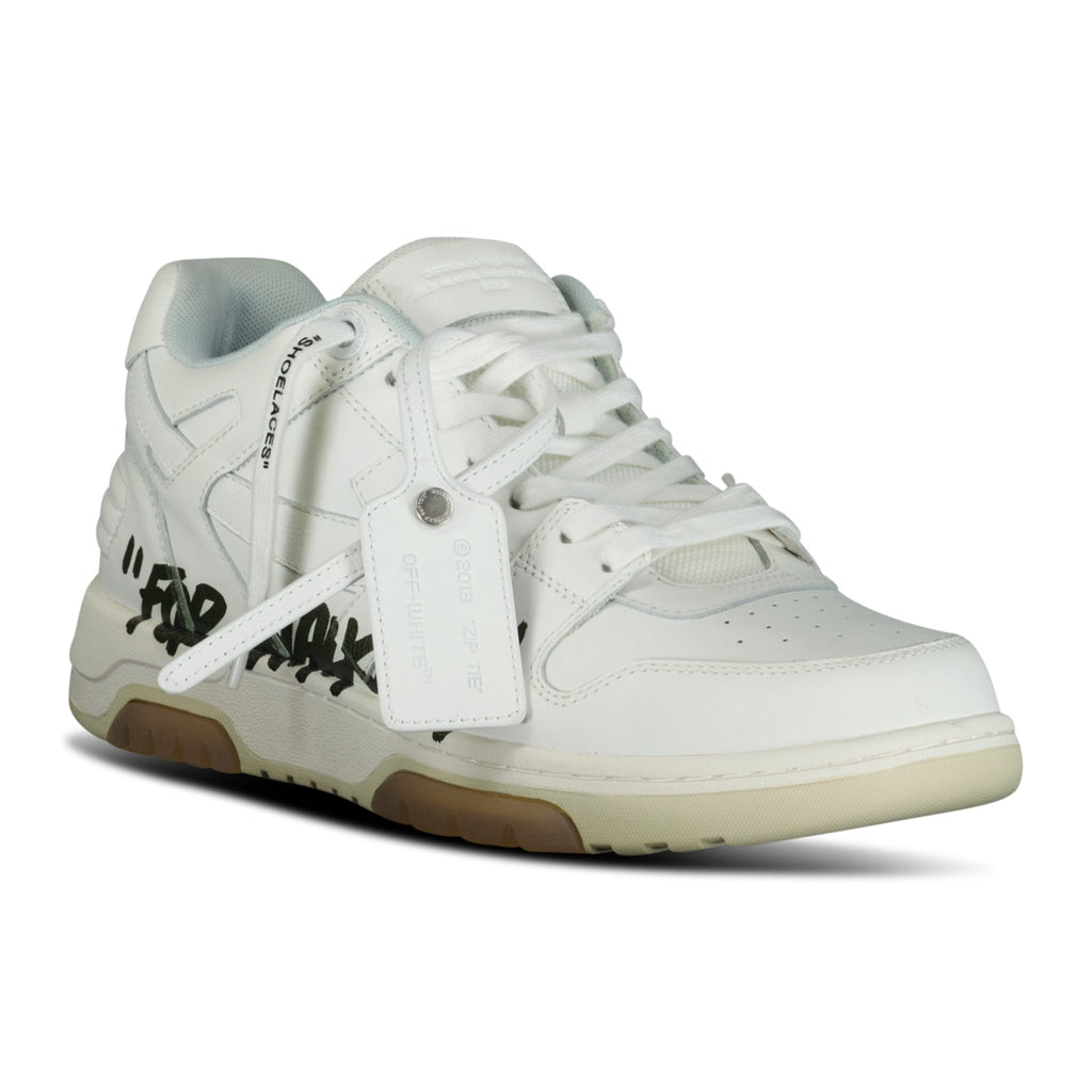 OFF-WHITE 'For Walking' Out Of Office Leather Trainers Black & White - Boinclo ltd - Outlet Sale Under Retail