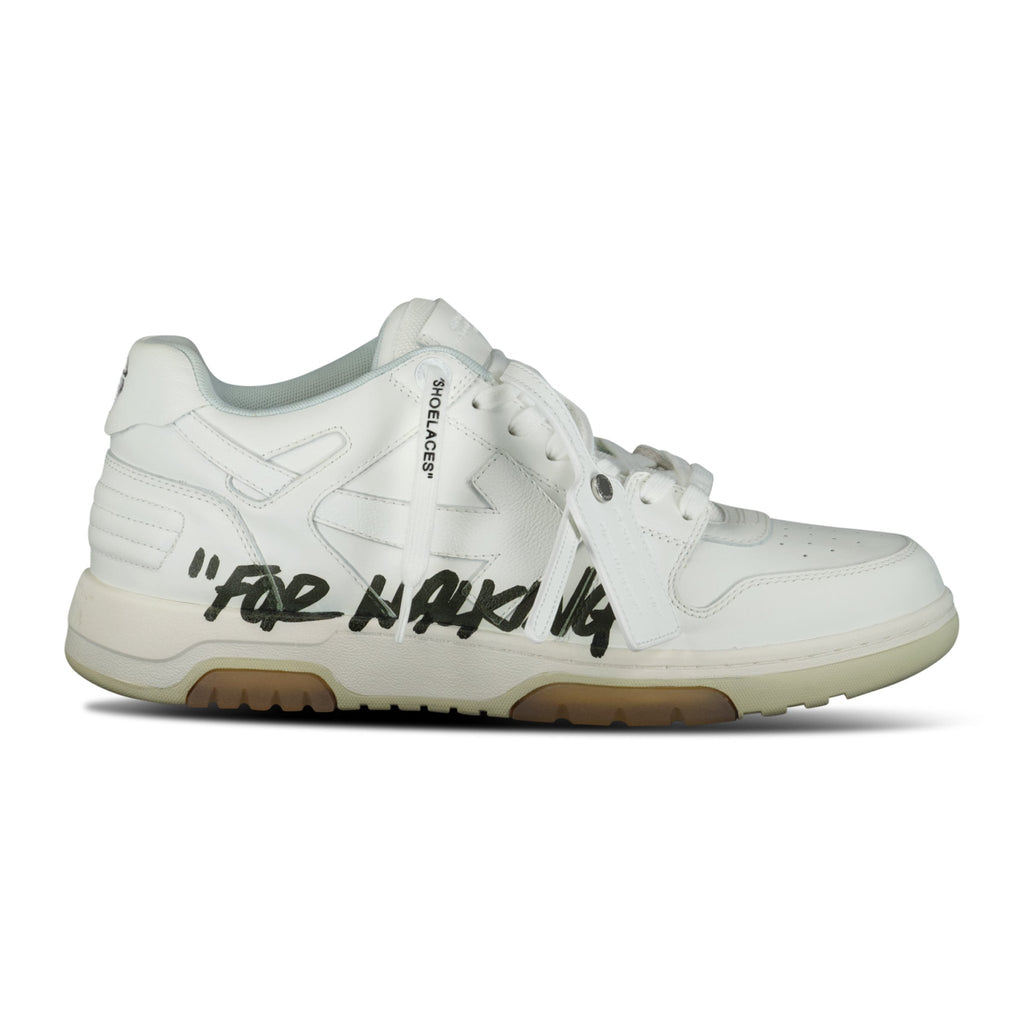 OFF-WHITE 'For Walking' Out Of Office Leather Trainers Black & White - Boinclo ltd - Outlet Sale Under Retail