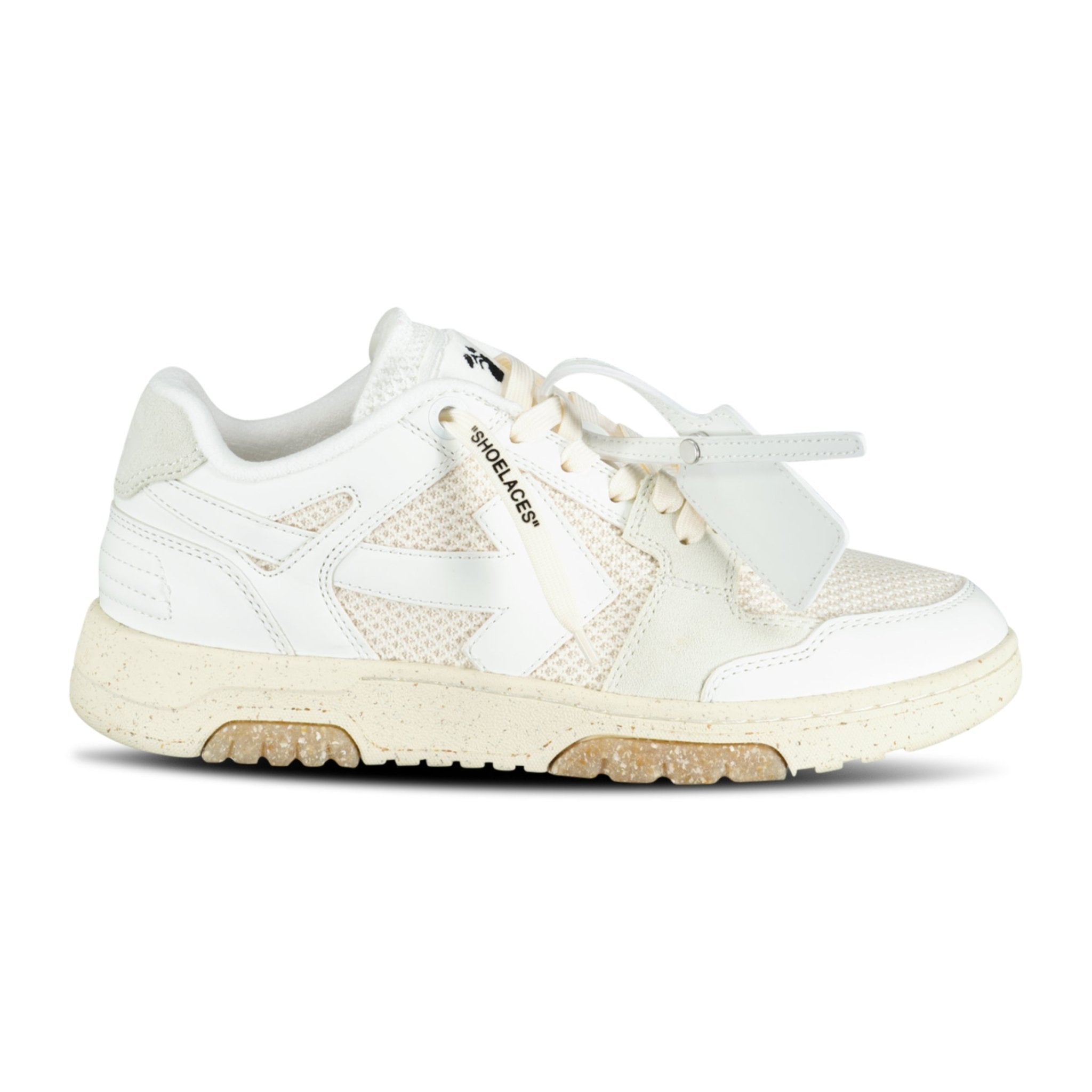 Off-White Out Of Office Calf Leather & Mesh Trainer White & Cream