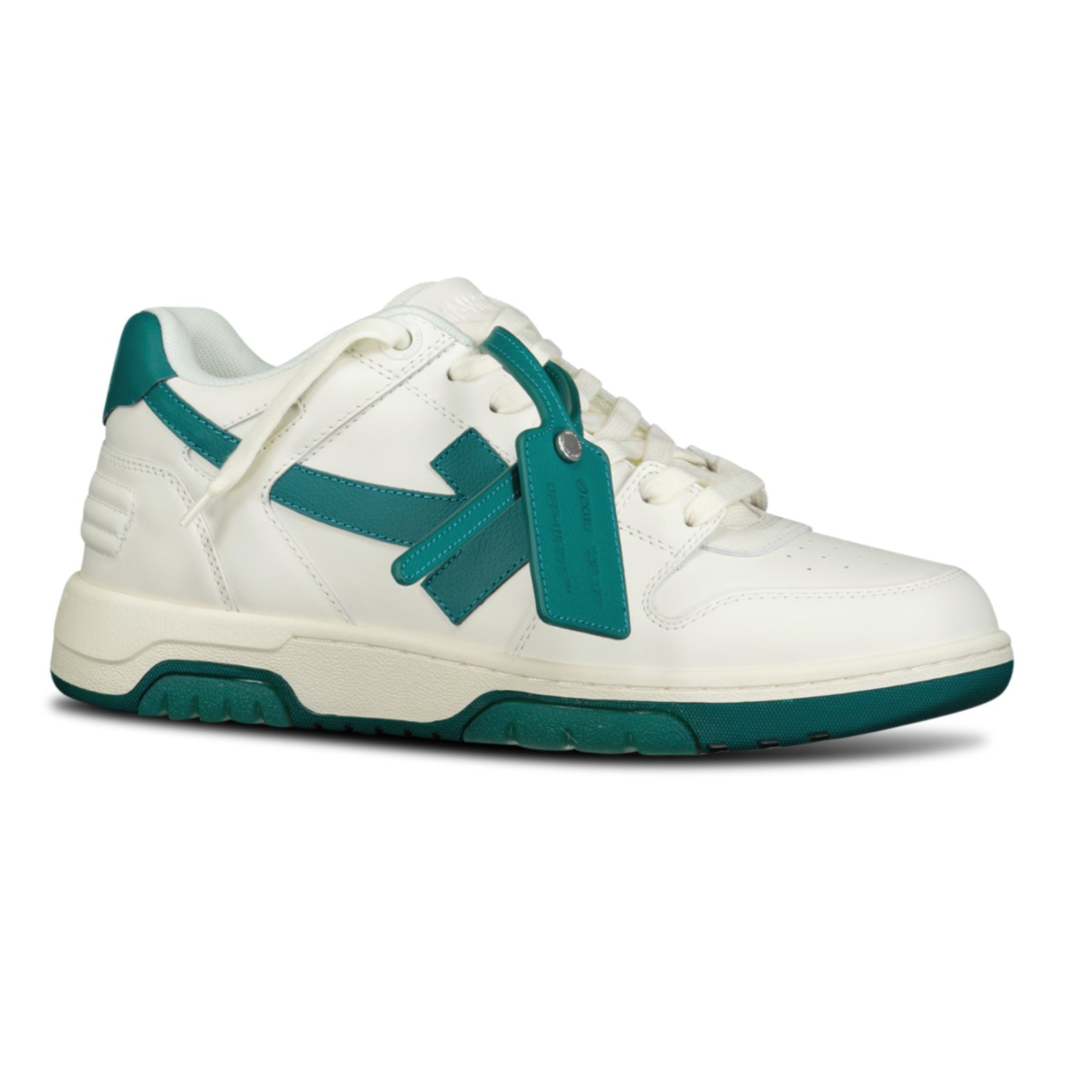 OFF-WHITE Out Of Office Low-Top leather Trainers White & Green