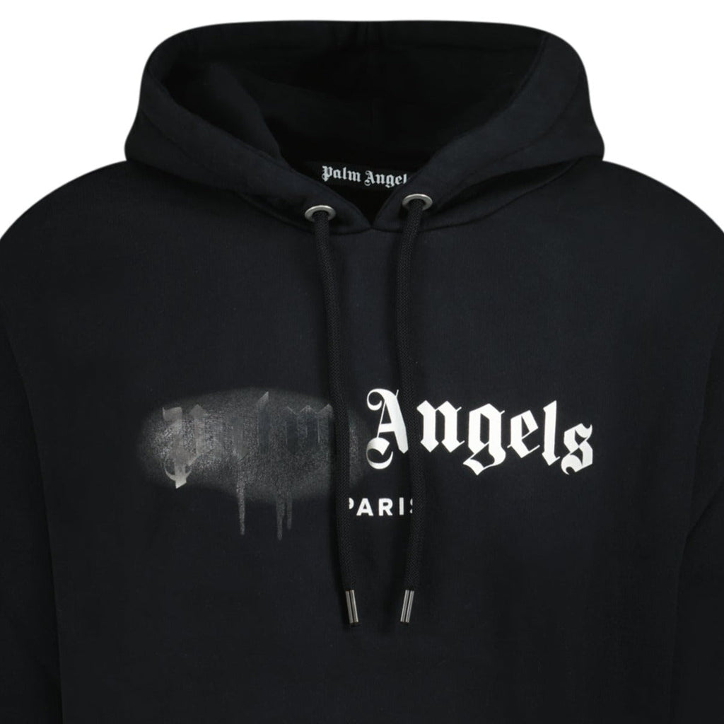 Palm Angels Paris Sprayed Logo Hooded Sweatshirt Black - Boinclo ltd - Outlet Sale Under Retail