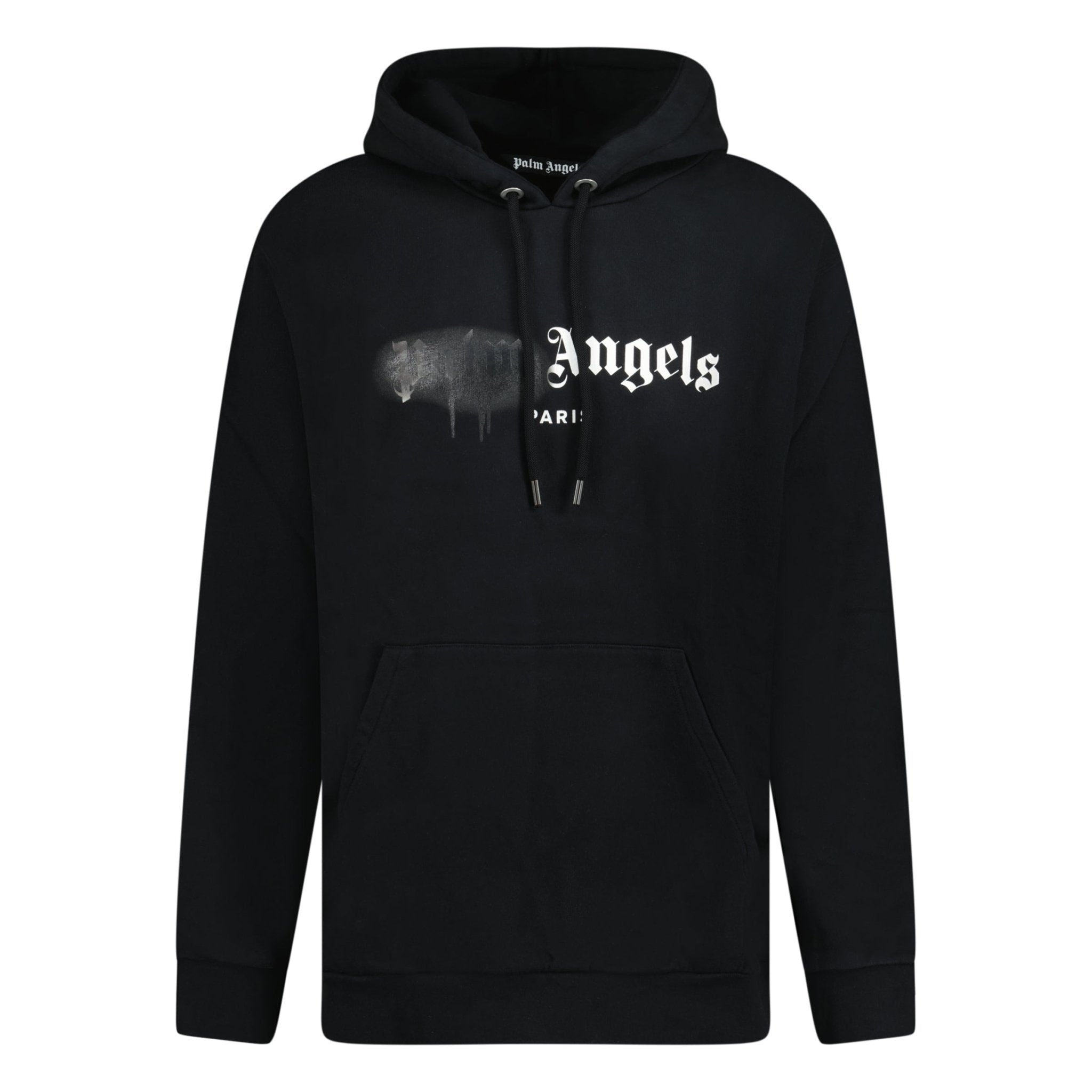 Palm Angels Paris Sprayed Logo Hooded Sweatshirt Black