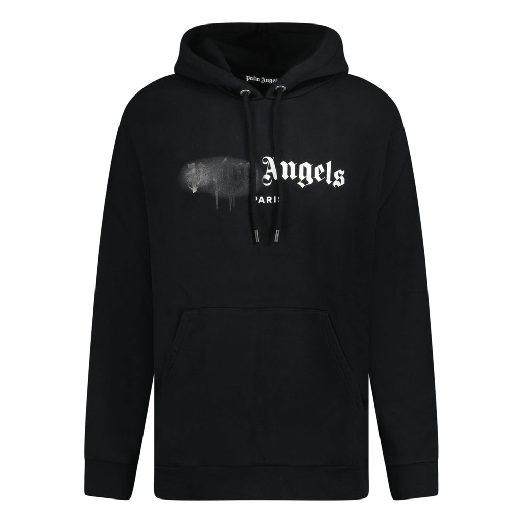 Palm Angels Paris Sprayed Logo Hooded Sweatshirt Black - Boinclo ltd - Outlet Sale Under Retail