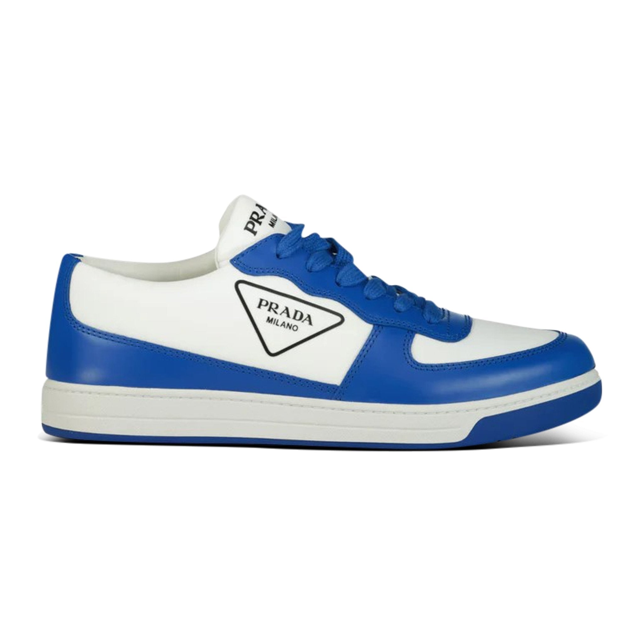 Prada Leather Triangle Logo Blue & White Trainers