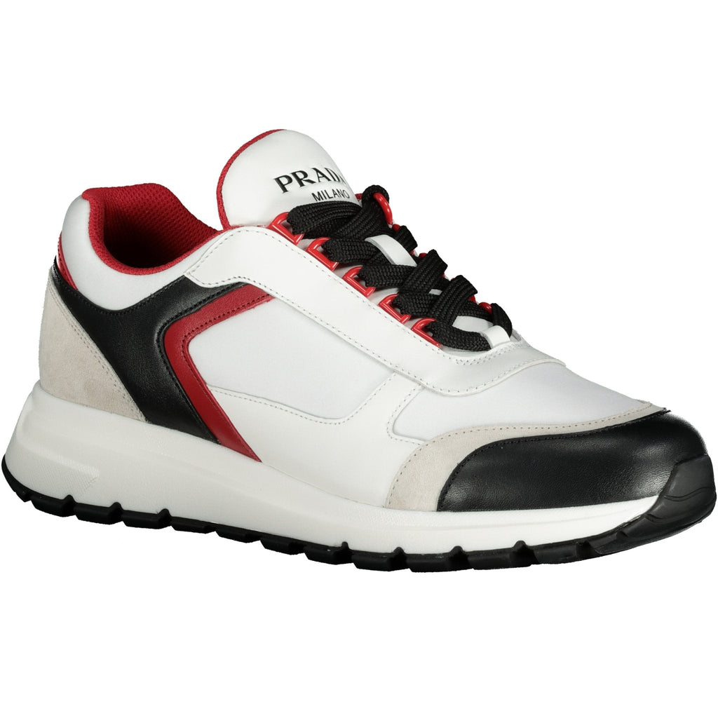 Prada Reflective Red, White & Black Leather Runner Trainers - Boinclo ltd - Outlet Sale Under Retail