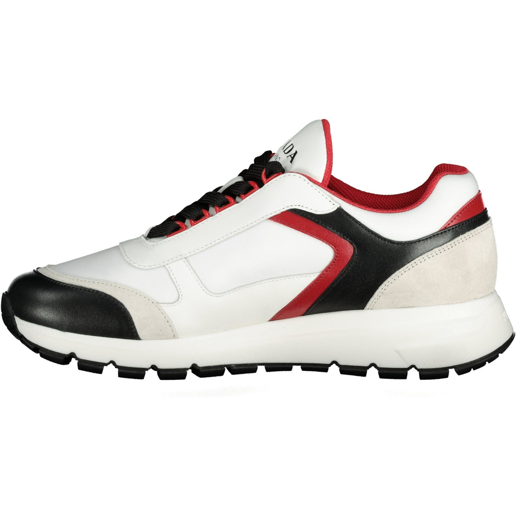Prada Reflective Red, White & Black Leather Runner Trainers - Boinclo ltd - Outlet Sale Under Retail
