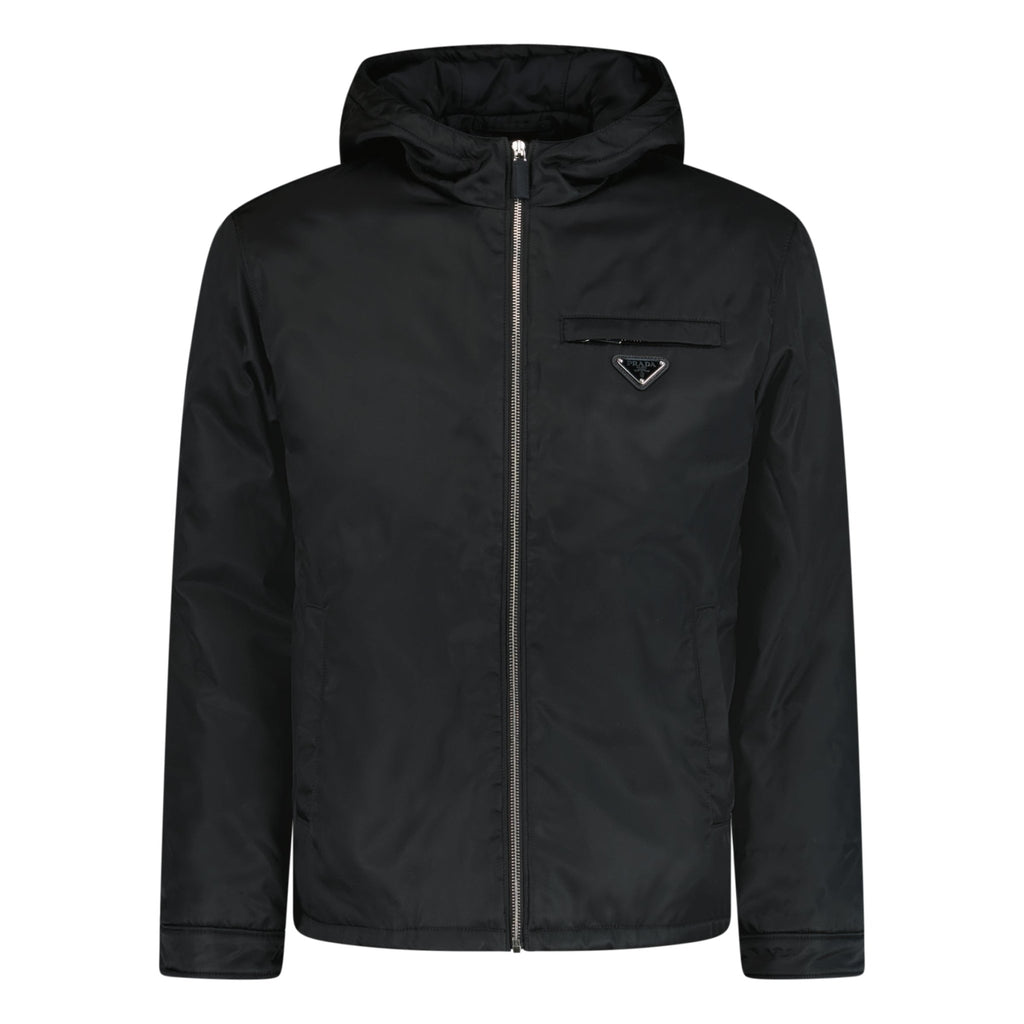 Prada Triangle Padded Zip Re-Nylon Hooded Coat Black - Boinclo ltd - Outlet Sale Under Retail