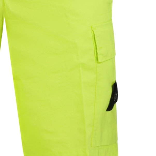 Stone Island Badge Cotton Cargo Shorts Neon Yellow Boinclo ltd