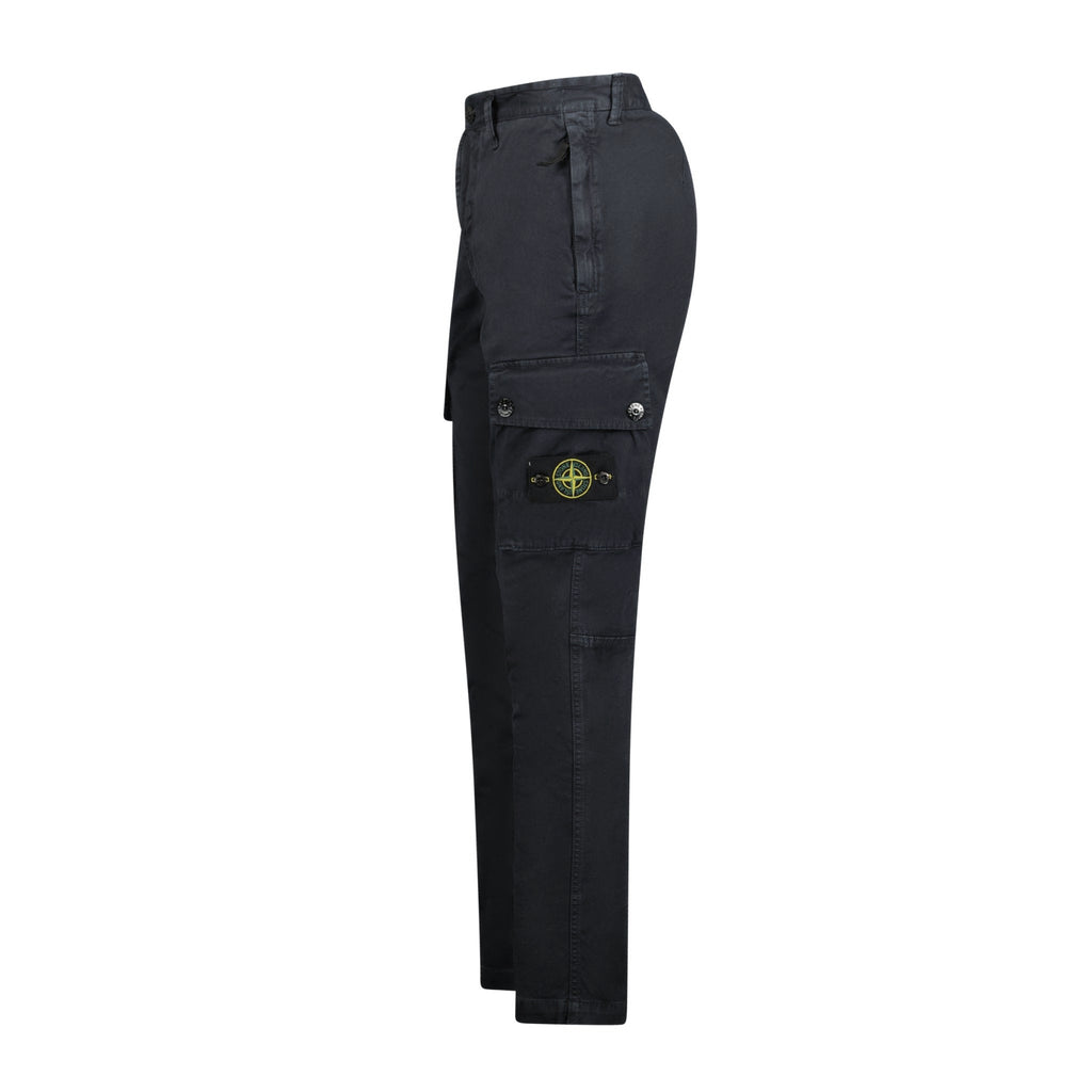 Stone Island Badge Cotton Cargo Trousers Black - Boinclo ltd - Outlet Sale Under Retail