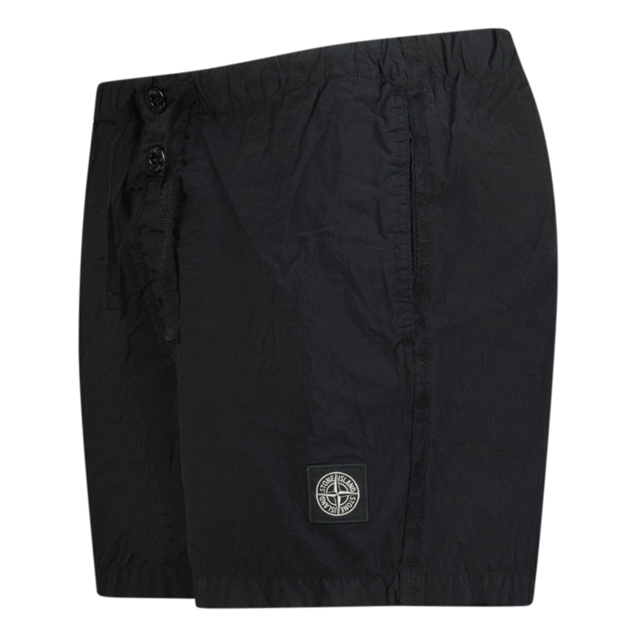 Stone Island Chrome Swim Shorts With Buttons Black