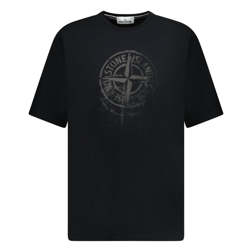 Stone Island Compass Print Logo T-Shirt Black - Outlet Sale Always 