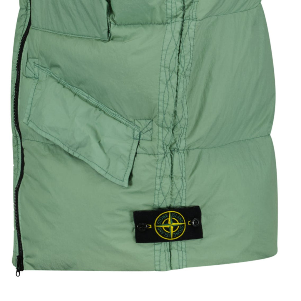 Stone Island Crinkle Reps Badge Logo Gilet Green - Boinclo ltd - Outlet Sale Under Retail