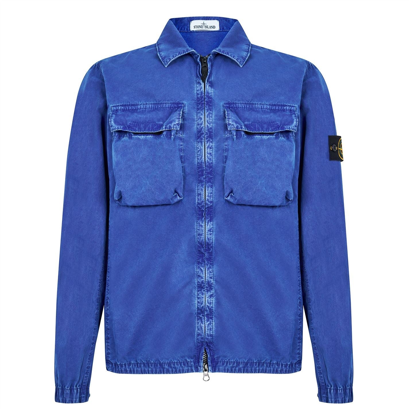 Stone Island Zip Overshirt Dyed Wash Jacket Blue
