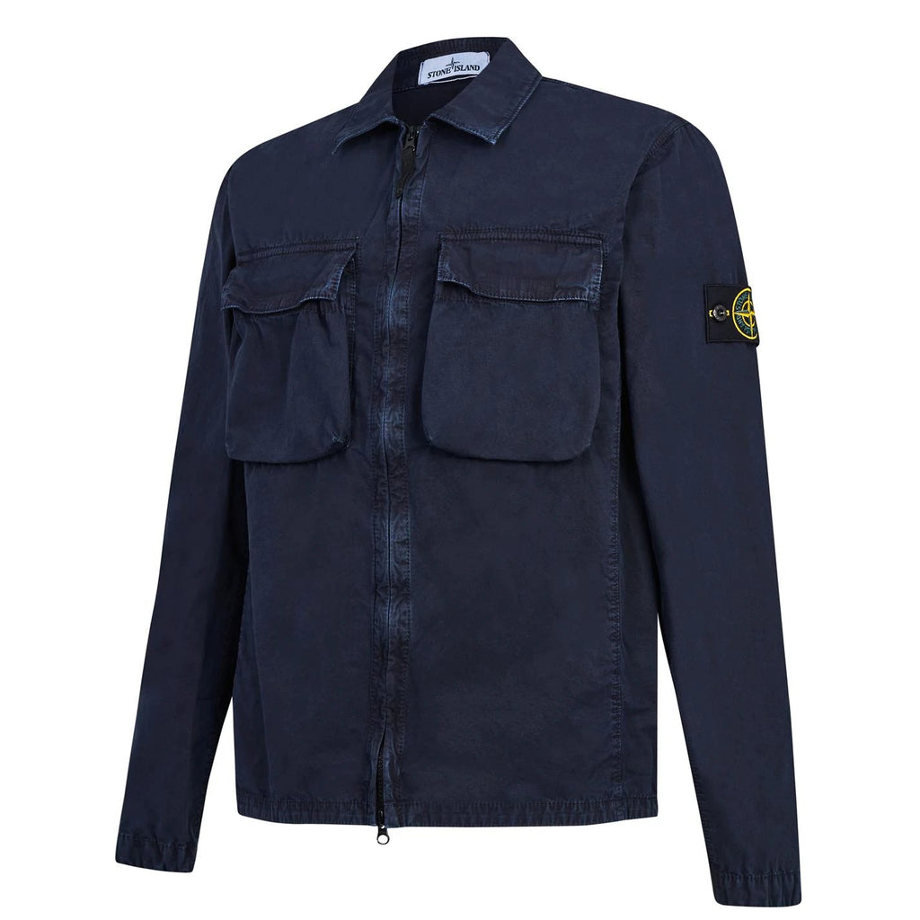Stone Island Zip Overshirt Dyed Wash Jacket Navy - Boinclo ltd - Outlet Sale Under Retail