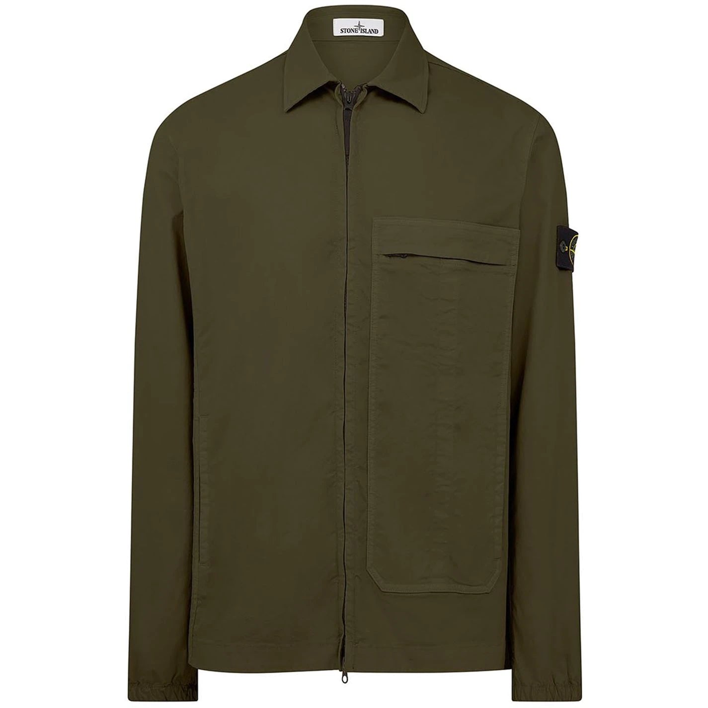 Stone Island Zip Overshirt Dyed Wash Jacket Olive