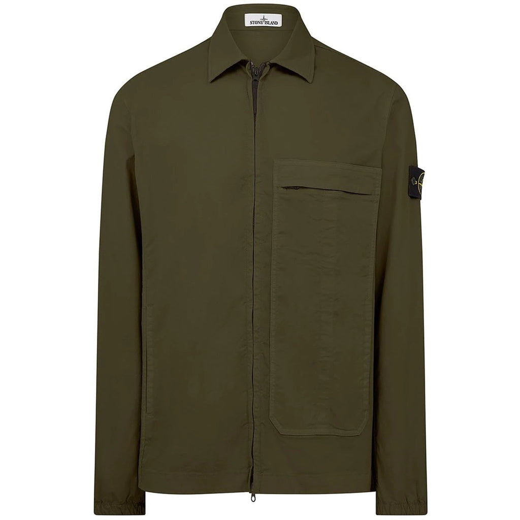 Stone Island Zip Overshirt Dyed Wash Jacket Olive - Boinclo ltd - Outlet Sale Under Retail