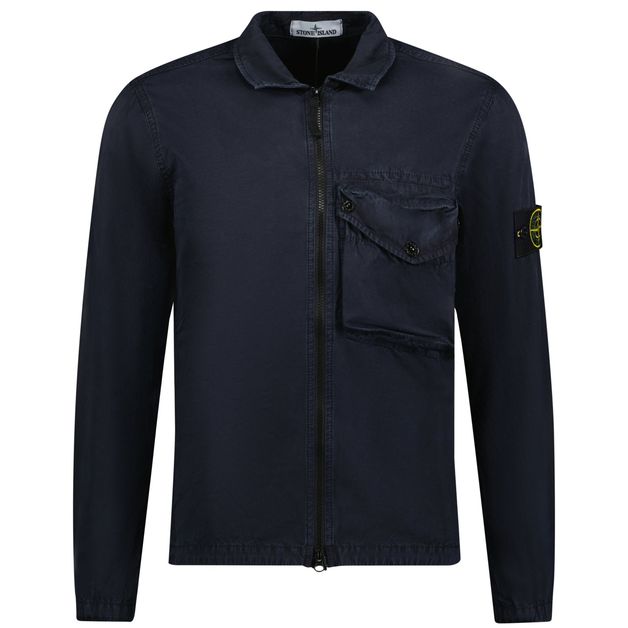 Stone Island Zip-Up Overshirt Dyed Wash Jacket Navy