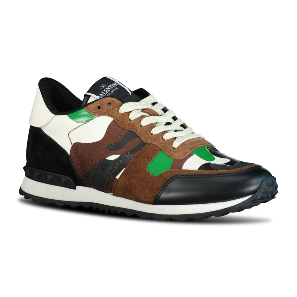 Valentino Camo Mesh Rockrunner Trainers Camo Green & Brown - Boinclo ltd - Outlet Sale Under Retail