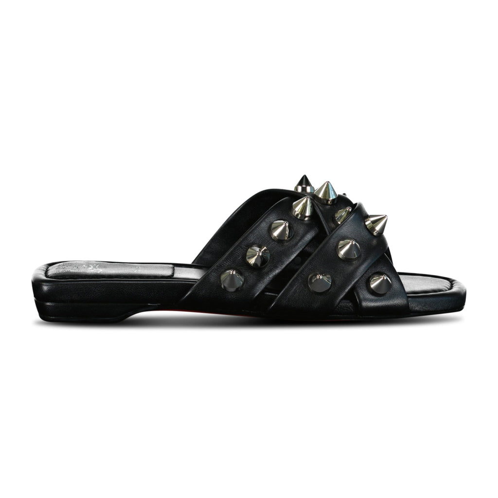 (Womens) Christian Louboutin Miss Spika Club Leather Sliders Black - Boinclo ltd - Outlet Sale Under Retail