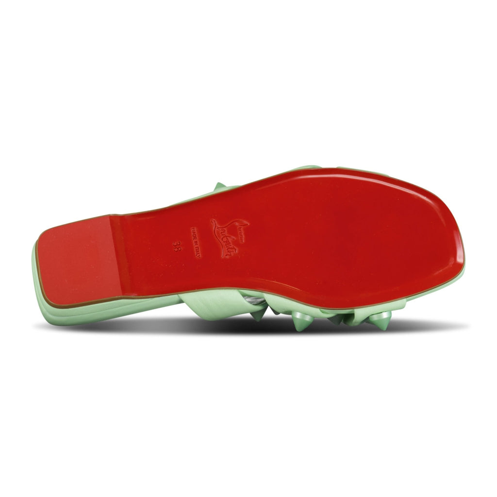 (Womens) Christian Louboutin Miss Spika Club Leather Sliders Green - Boinclo ltd - Outlet Sale Under Retail